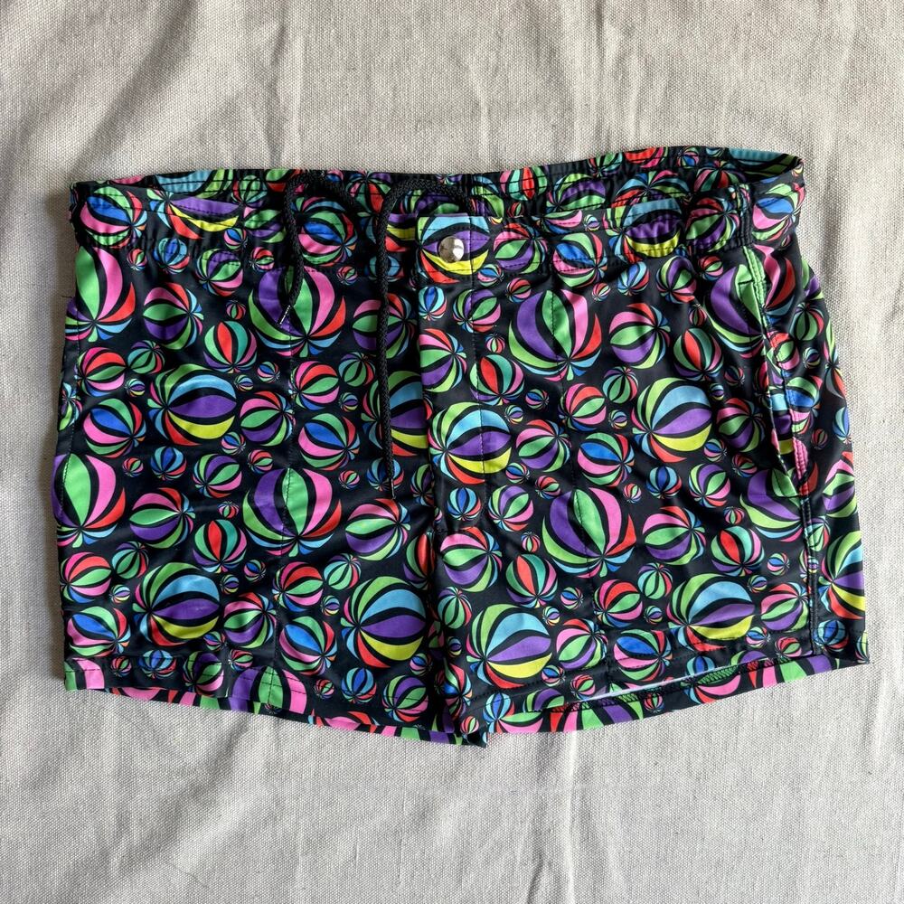Ball Beachwear Swim Shorts Men's XL Pool Retro Psychedelic Geometric Pattern